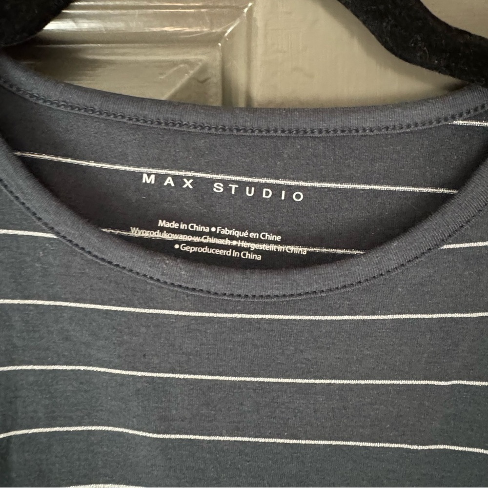 Max Studio Navy and White Striped Tank Top - Picture 2 of 2
